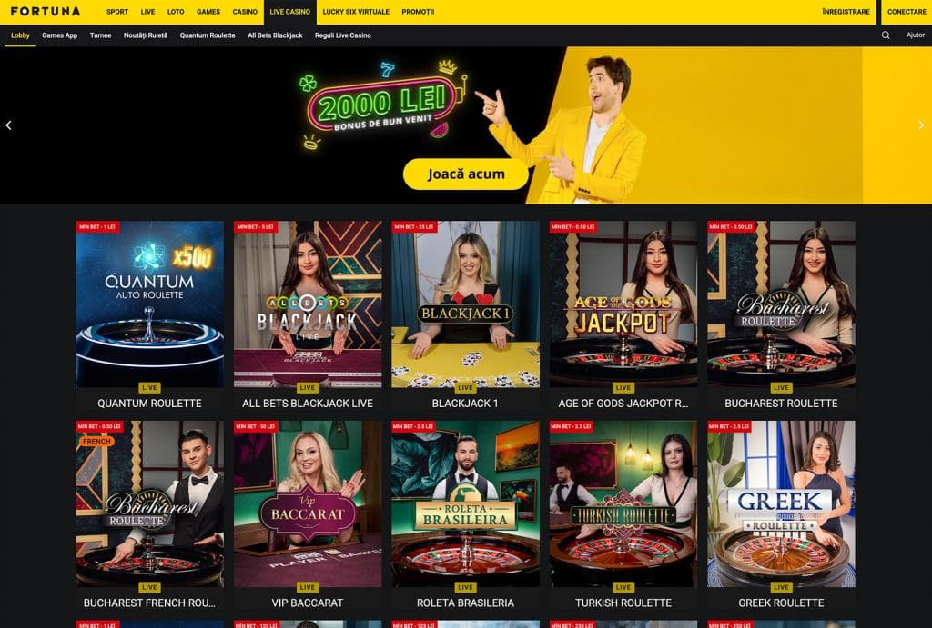 jocuri de masa, live casino, fortuna casino online