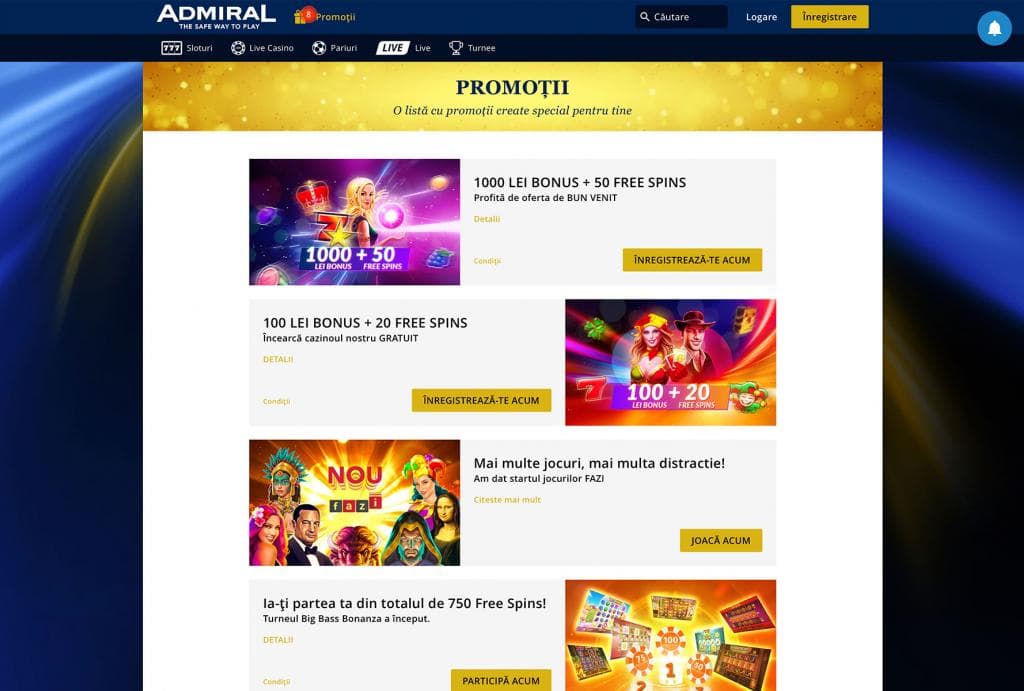 promotii admiral casino, admiral romania, online casino