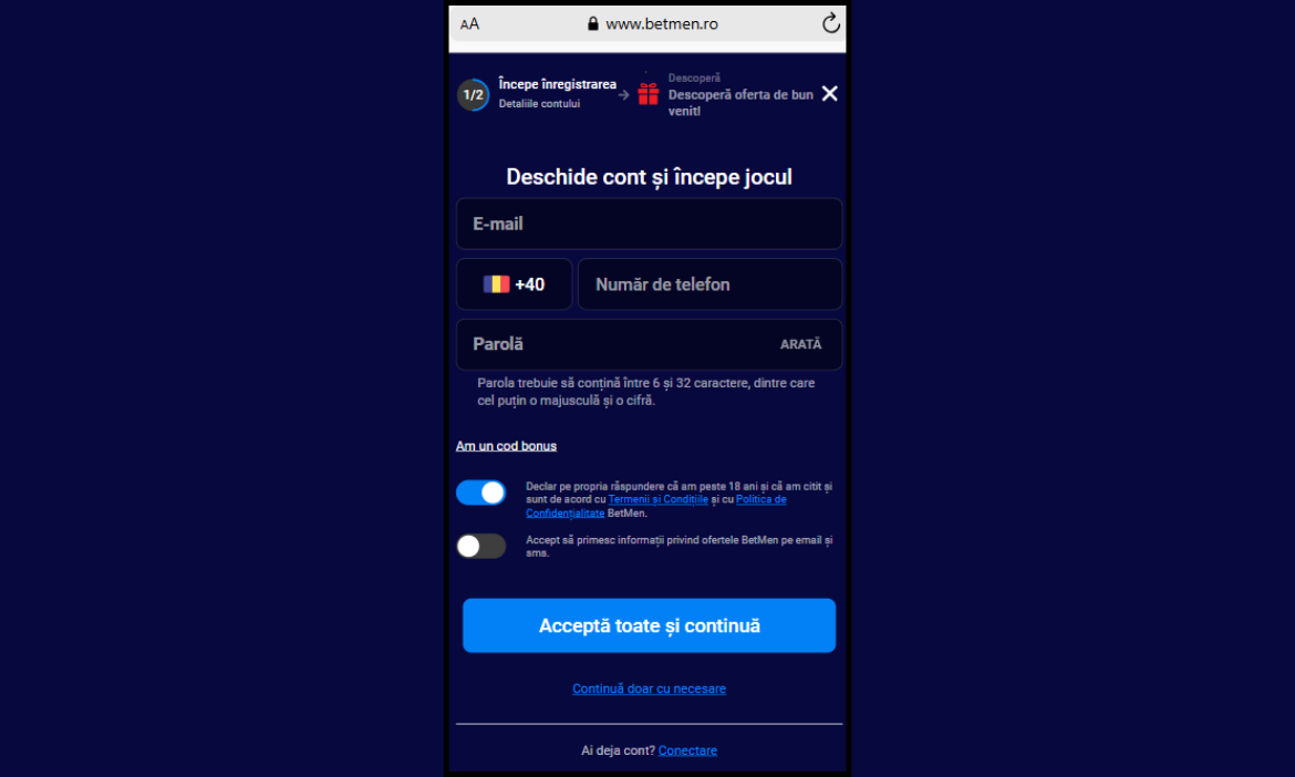 Betmen Casino formular de contact