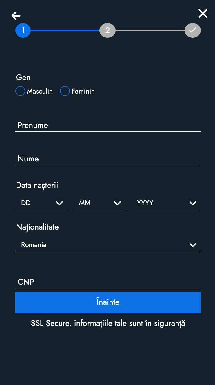 Pariuiplus Casino înregistrarea pasul 3