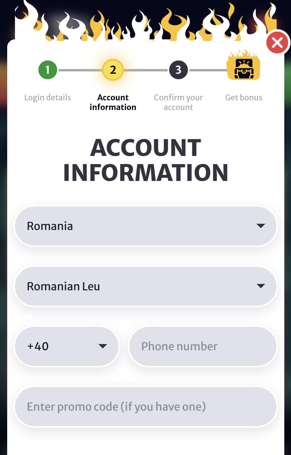 HellSpin casino înregistrarea pasul 3