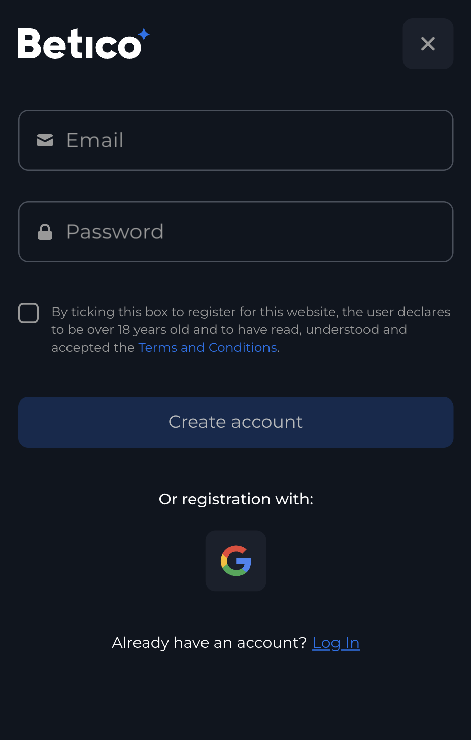 Betico casino înregistrarea pasul 2