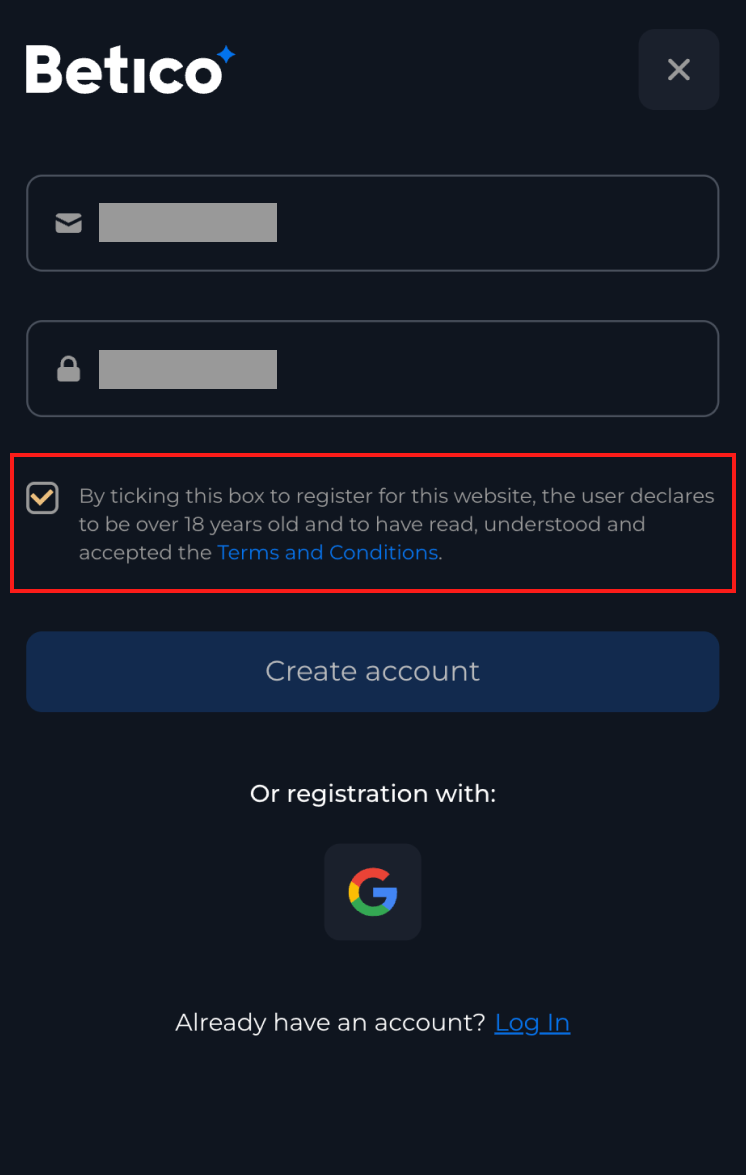 Betico casino înregistrarea pasul 3