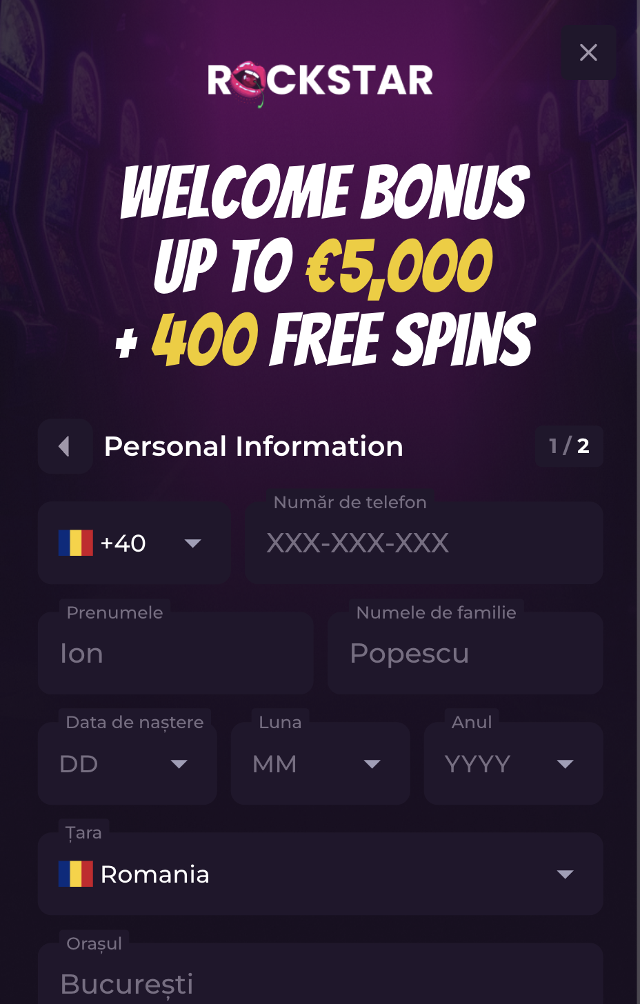 Rockstar casino pasul 4 de înregistrare