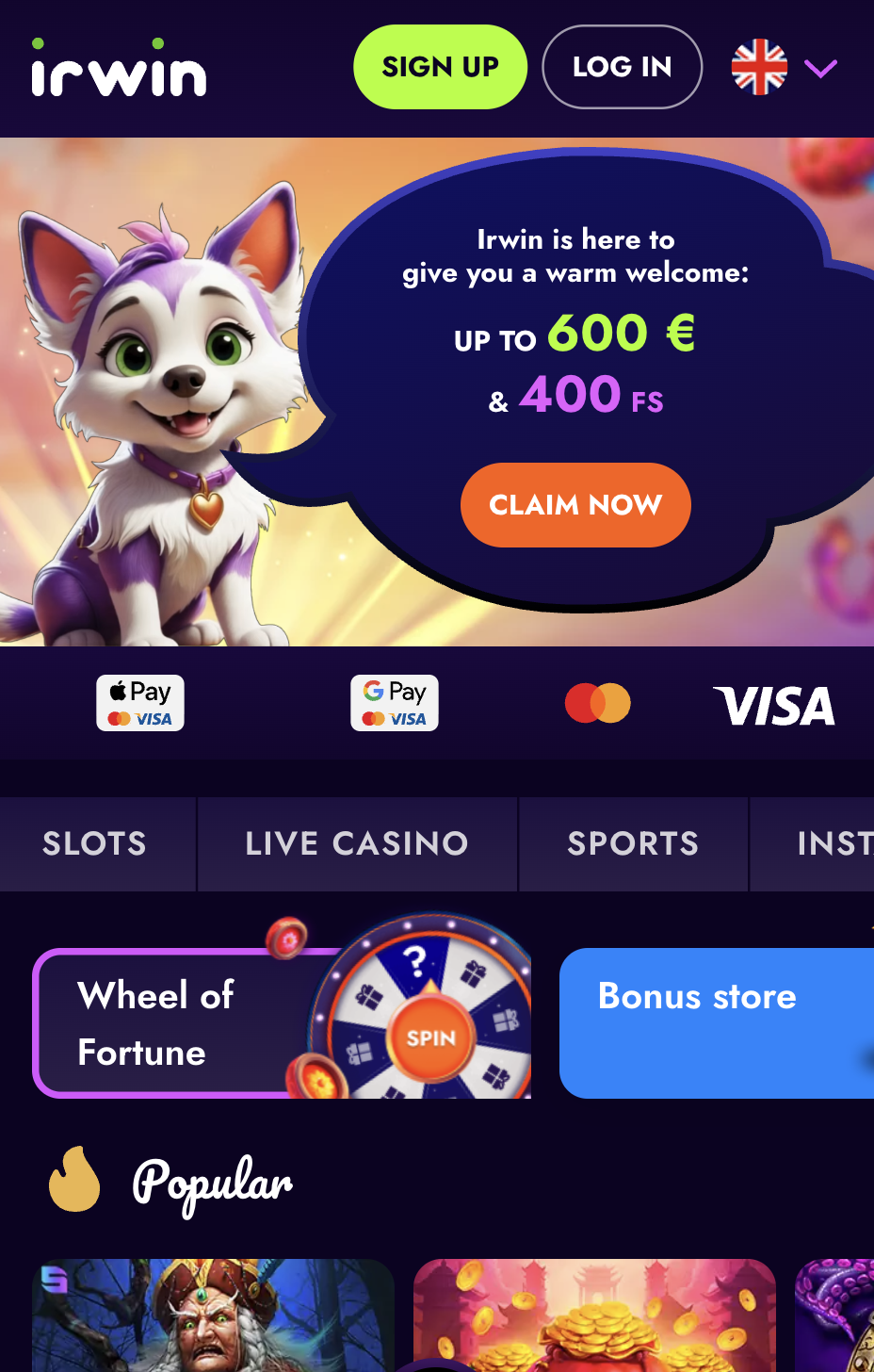 Irwin casino pasul 1 de înregistrare