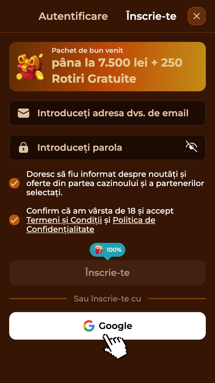 2 - Alege cum îți deschizi contul la Rodeoslot cazino