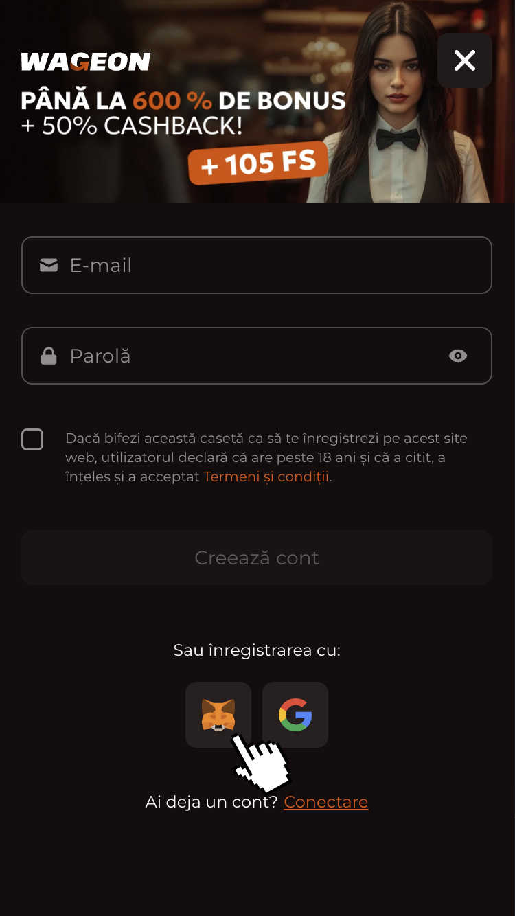 2 - Optează pentru una dintre metodele de creare a contului