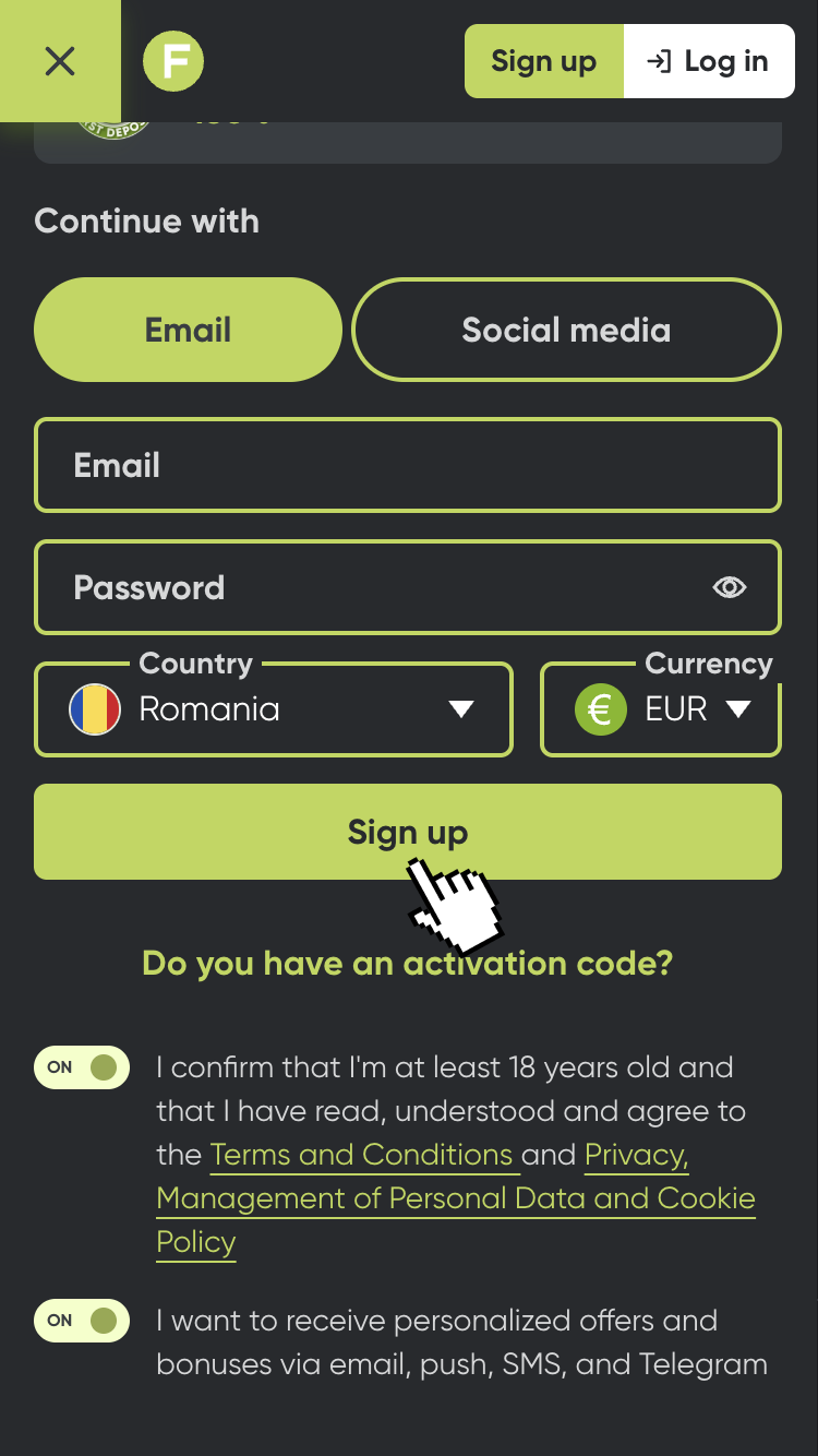 3 - Completează câmpurile din formular și bifează casetele