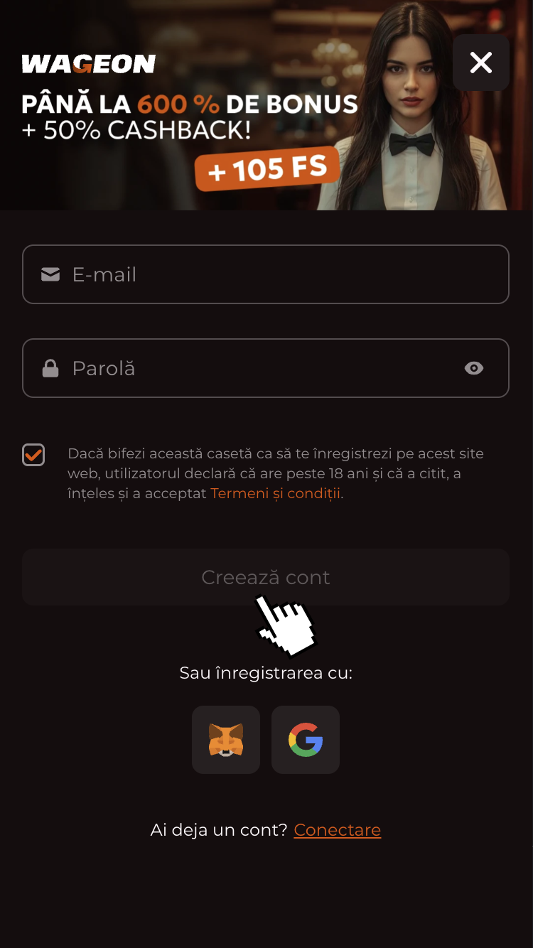 3 - Completează prima parte a formularului și bifează caseta din subsol