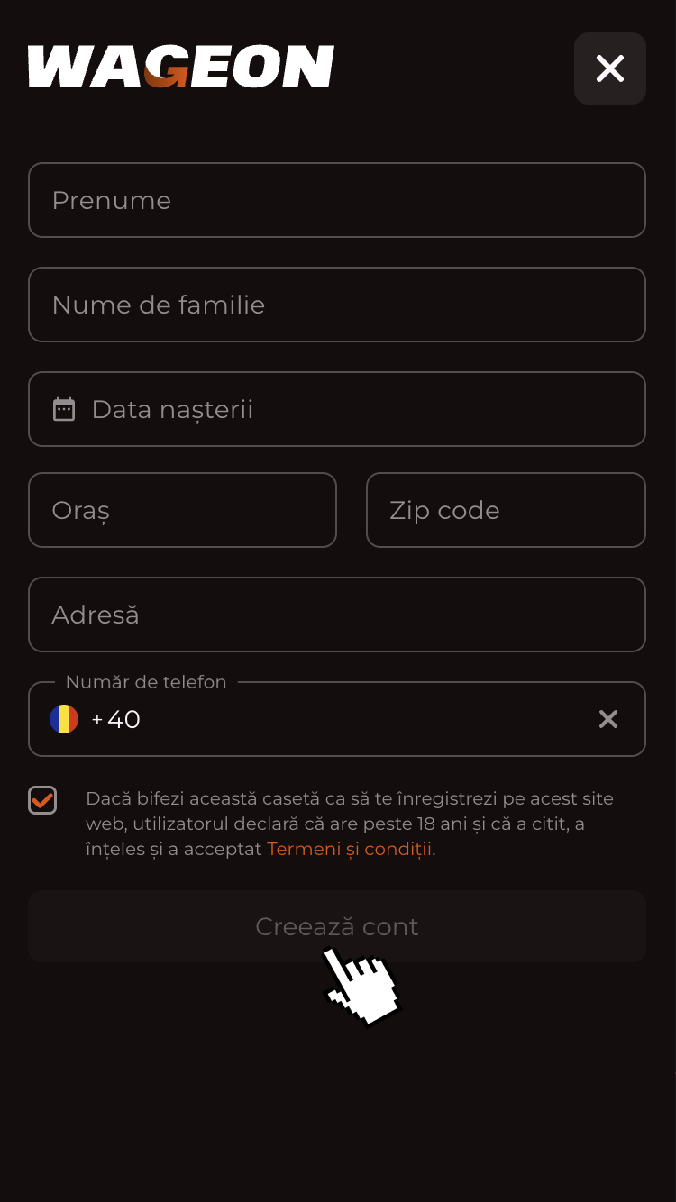 4 - Completează a doua parte a formularului și click pe butonul Creează cont