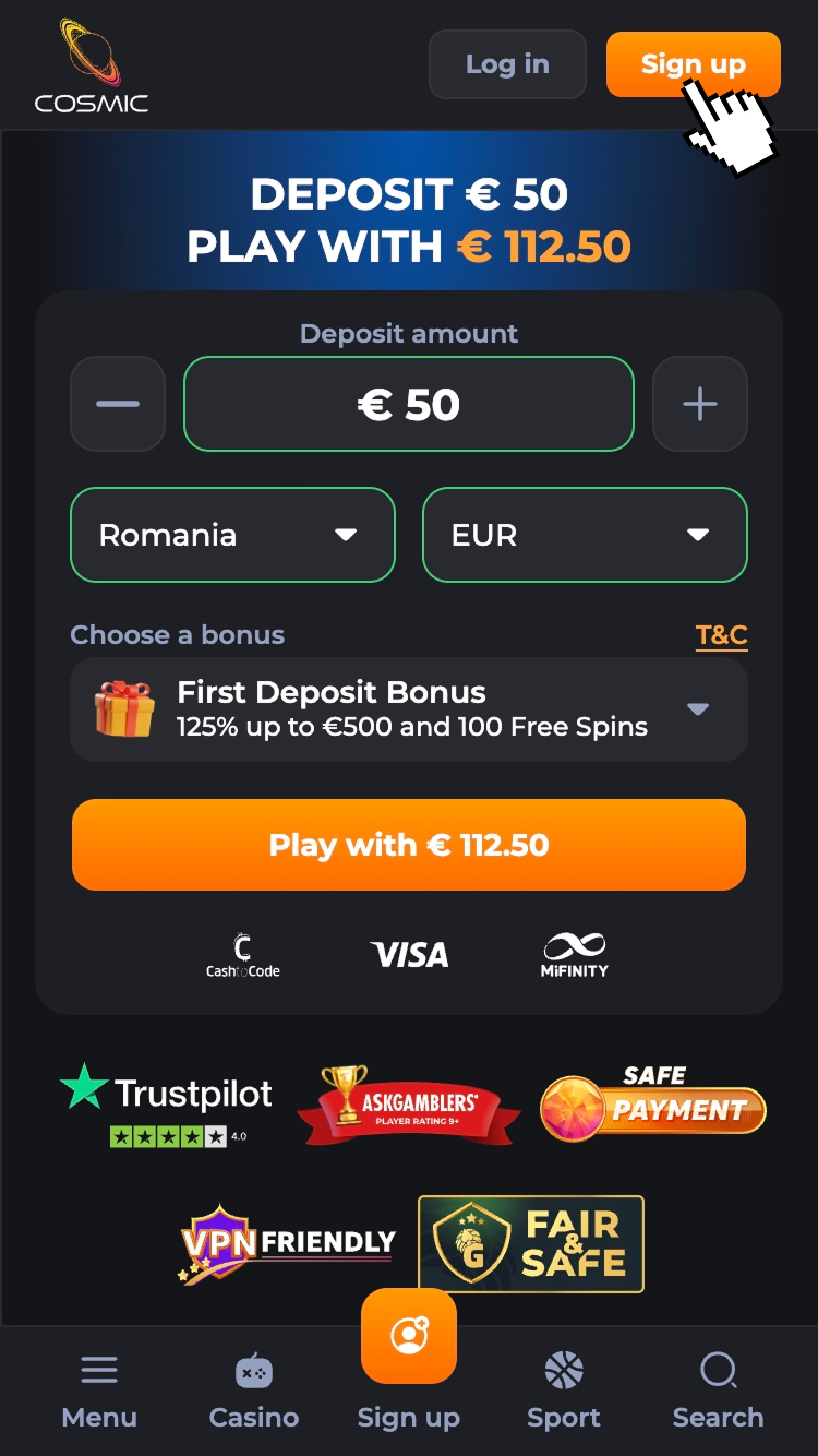 1 - Accesează site-ul cazinoului