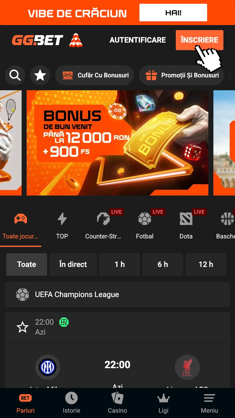 1 - Apasă butonul de înscriere