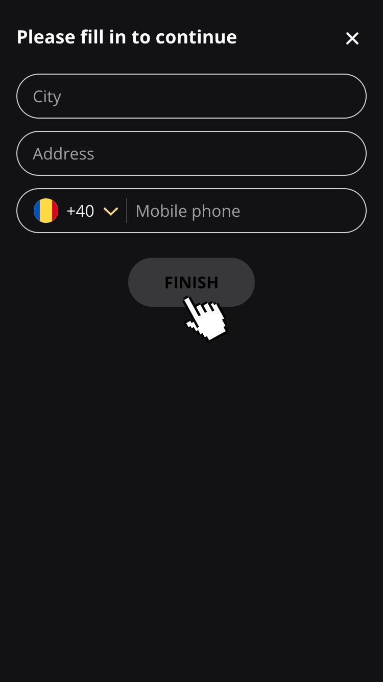 3 - Completează câmpurile obligatorii după ce apeși butonul Sign up