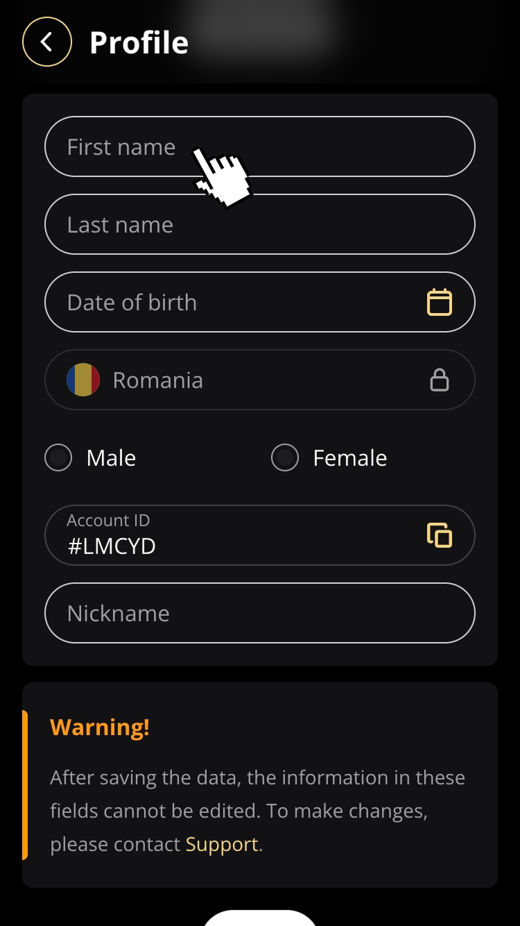 4 - Completează profilul cu datele rămase necompletate